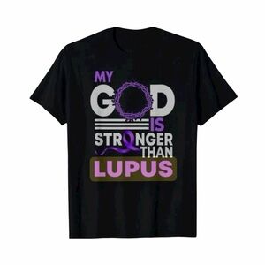 Lupus Awareness “God is stronger than” Graphic Woman’s T-Shirt Sz XL